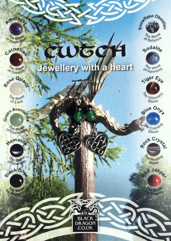 Welsh Hand Made Celtic Heart Pewter Earrings with Gemstones Sterling Ear Wires