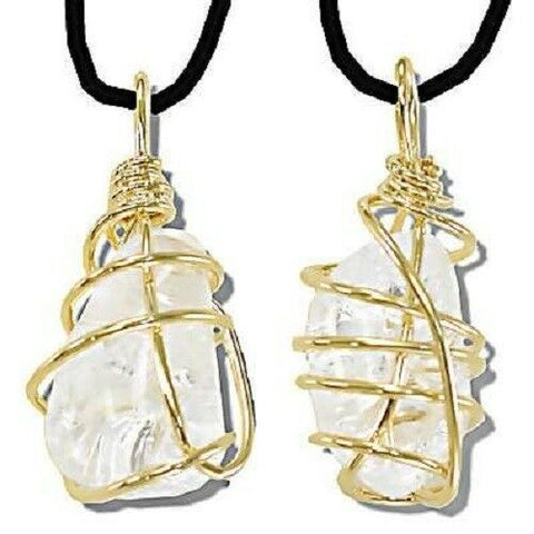 Genuine Clear Quartz Crystal wrapped 1 inch Pendant without chain