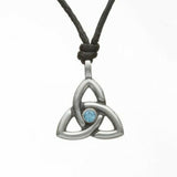 Irish Celtic Pewter Trinity CZ Birthstone Necklace with Adjustable Black Cord