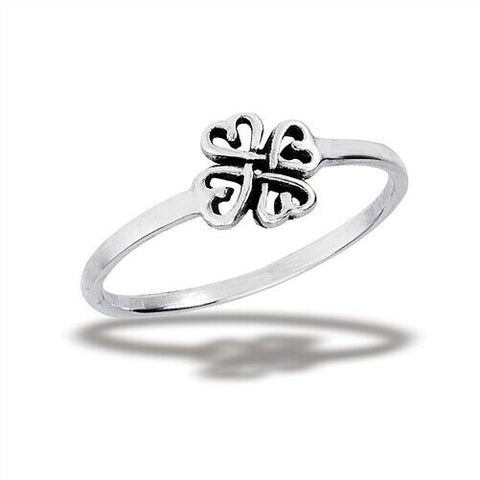 STERLING SILVER Celtic Four Heart Clover Ring