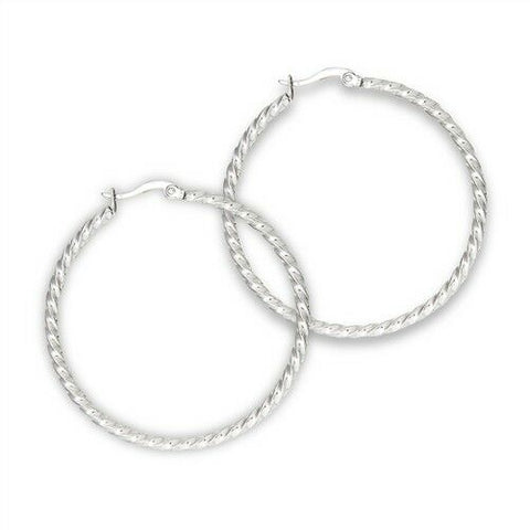 Stainless Steel 2.5 mm x 43 mm Twisted Hoop Earring