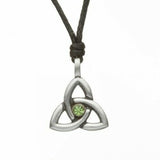 Irish Celtic Pewter Trinity CZ Birthstone Necklace with Adjustable Black Cord