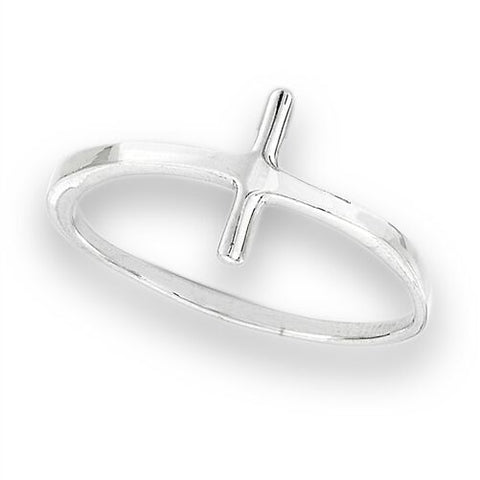 STERLING SILVER THIN HIGH POLISH CROSS RING