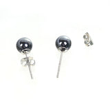 Stainless Steel & Hematite Ear Post Stud Earring Round 19mm( 6/8") x 6mm( 2/8")