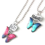 Best Friends Necklace Silver Tone Multicolor Butterfly Enamel 44cm(17 3/8") long