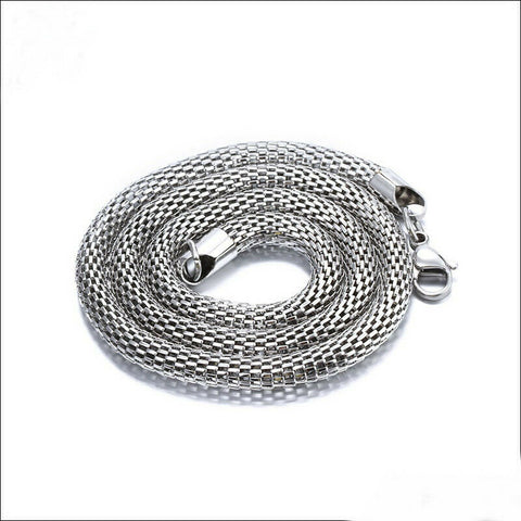 Stainless Steel 21.7 Inch (55 cm) 6mm Mesh Chain Necklace