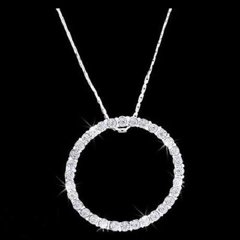Pewter Eternity Circle Clear CZ Pendant on 16" Chain