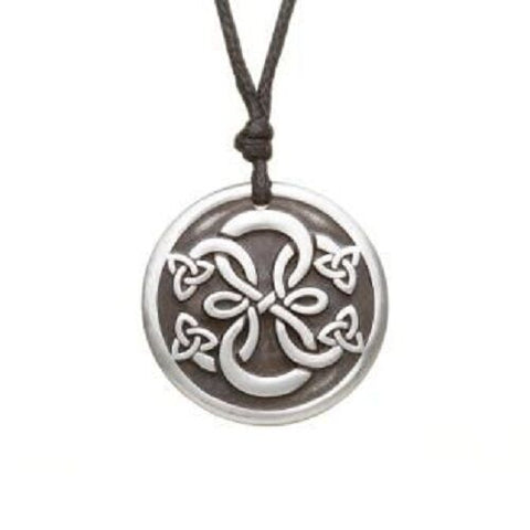Irish Pewter Celtic Path of Life New Pendant with Adjustable Black Cord