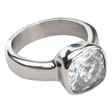 Women's Stainless Steel clear square CZ ring