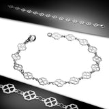 Stainless Steel Shamrock Flower Link Chain Bracelet 7.48 in