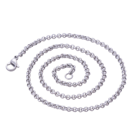 Stainless Steel 28 Inch(70 cm) 3mm Ball Tiny Rolo Neck Chain Necklace