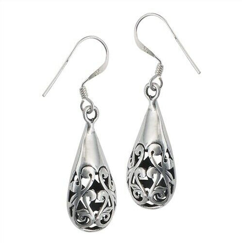 Sterling Silver Victorian Filigree Drop Earring