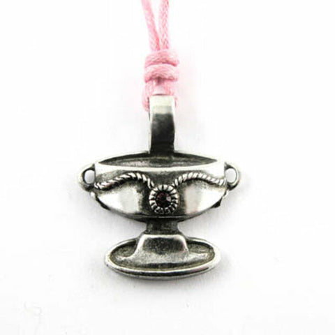 Irish Pewter and Enamel Dancing Cup pendant with  Pink Adjustable Cord