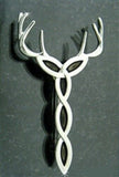 Rhodium Plated Pewter Celtic Royal Trinity Stag Kilt Pin Brushed Pewter finish