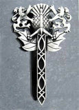 Pewter Rampant Lion, Thistle, & Claymore Sword Kilt Pin