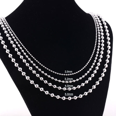Stainless Steel 26 Inch 5mm Ball Link Neck Chain Necklace