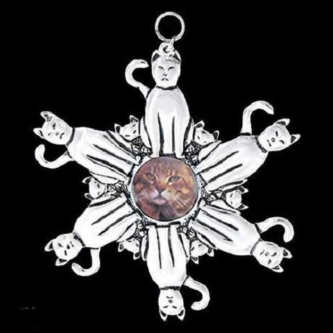 Pewter Cat Photo Snowflake Ornament/Pendant