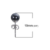 Stainless Steel & Hematite Ear Post Stud Earring Round 19mm( 6/8") x 6mm( 2/8")