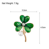 Gold shamrock pin/brooch with green enamel , simulated pearl and rhinestone