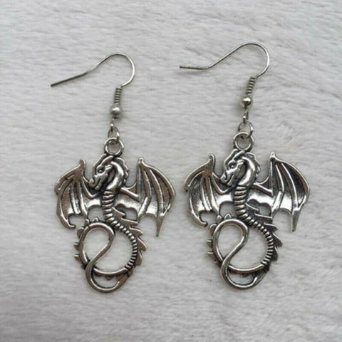 Alloy Dragon Earrings Double Sided Charm