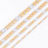 STAINLESS STEEL Gold and Silver Tone FIGARO CHAIN 24 in long 3mm wide