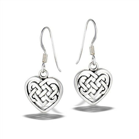 STERLING SILVER CELTIC WEAVE HEART EARRING