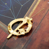 Gold Colored Alloy Claddagh Heart Brooch with Crystals  1.5 in x 2.5 in