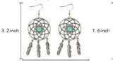 Zinc Alloy Dreamcatcher with feather dangles earrings