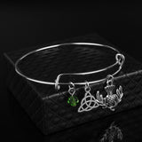 Scottish Thistle, Triquetra, Green Bead and Expandable Bangle