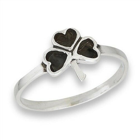 STERLING SILVER Oxidized SHAMROCK RING WITH no Stones