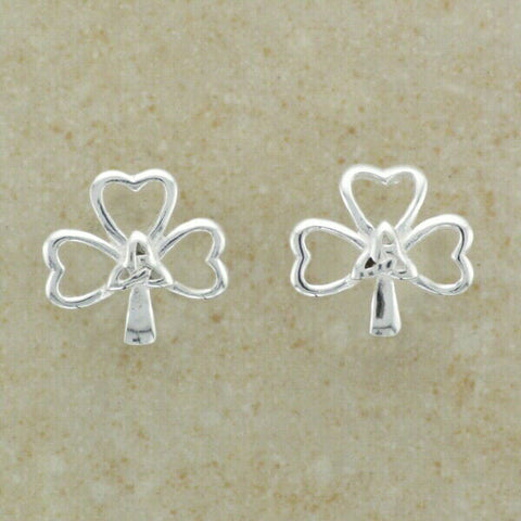 STERLING SILVER SHAMROCK STUD EARRING WITH TRINITY SYMBOL