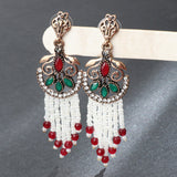 Turkish Style Antique Gold-Plated  Resin/Crystal & Bead & StoneTassel Earrings