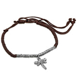 Fashion Bali Beads Dragonfly Charm Brown Crochet Woven Adjustable Bracelet