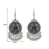 Turkish Style Silver Color Enamel Bead Tassel Earrings 65 x 30 mm