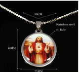 Stainless Steel Sacred Heart of Jesus Pendant and 20 in Chain