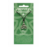 Irish Celtic Pewter Trinity CZ Birthstone Necklace with Adjustable Black Cord