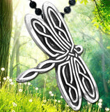 Celtic Dragonfly Pendant with black 24 inch steel chain made in USA