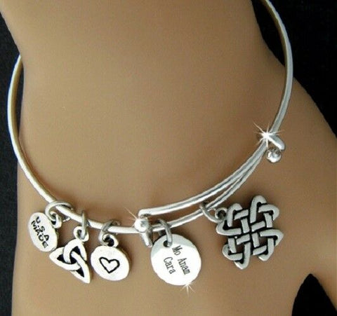 Mo Anam Cara Love knot Cross Adjustable Bangle Made in USA
