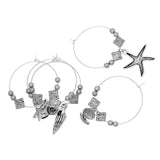 Zinc Based Silver-plated Alloy Wine Glass Ocean Charms Mixed 5 in set