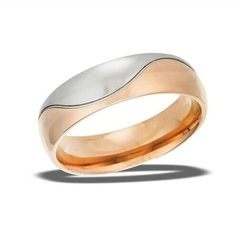 Stainless Steel High Polish Wave Ring With IP Rose Gold