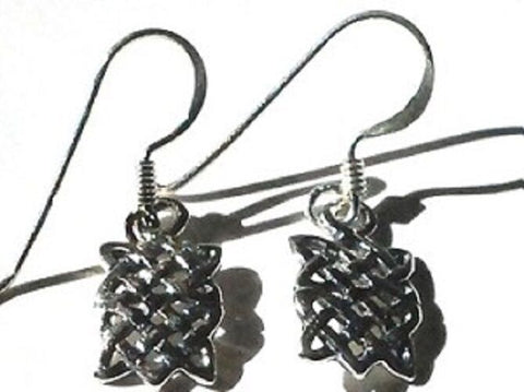 Sterling Silver with a small rectangle celtic dangle earrings