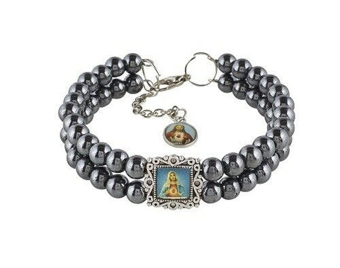 Hematite Sacred Hearts Bracelet