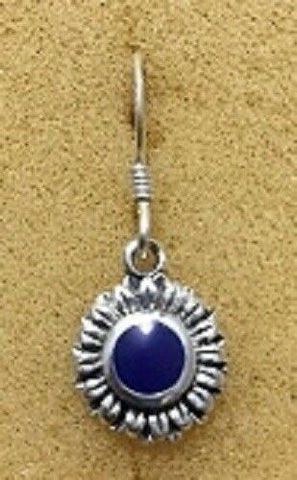 Sterling Silver Sunflower Dangle Earring With Synthetic Lapis