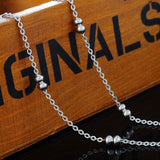 Stainless Steel 19.5 Inch Flat Curb Double Ball  Chain Necklace