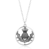 Celtic  Scottish Thistle silver plated  Necklace with 20 inch chain