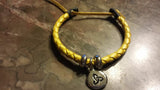 Irish Pewter Yellow Trinity Leather Rounded Woven Adustable Bracelet