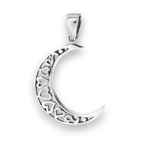 STERLING SILVER HEART MOON PENDANT