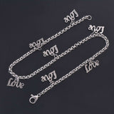 Stainless Steel 9 inch Charm Anklet w/ love charms