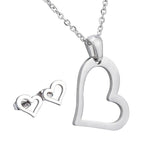 Stainless Steel 45 cm Link Chain Heart Necklace with matching earrings