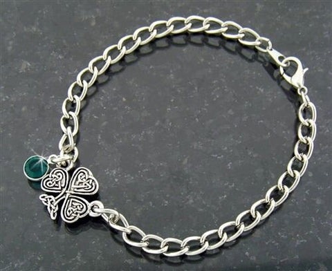 Shamrock Emerald Green Charm Bracelet